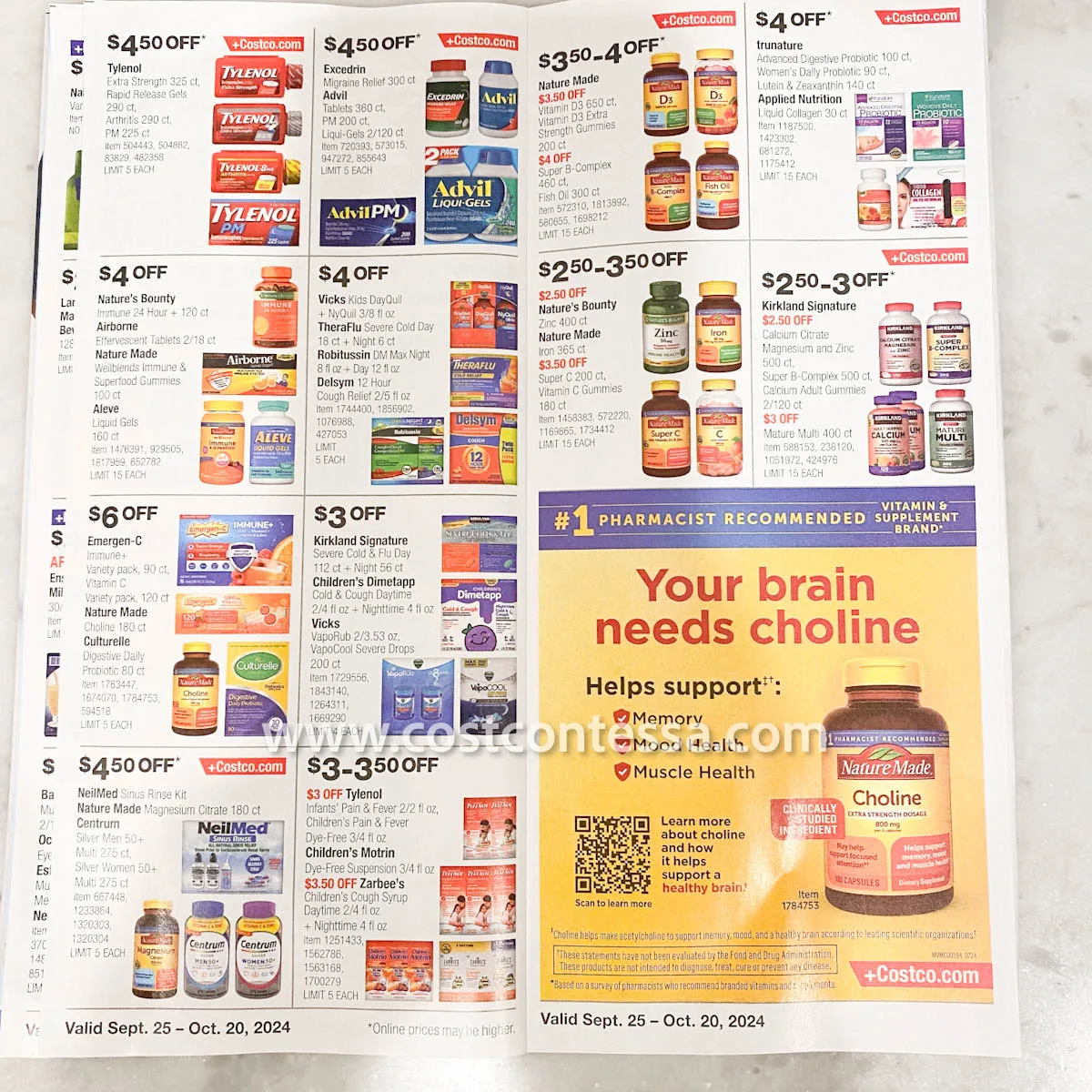 Costco Wellness Savings Coupon Offers on Medications, Supplements, Vitamins, and Health products.