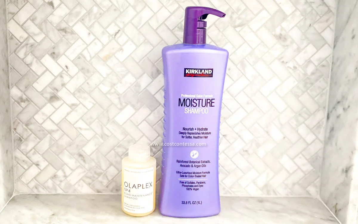 Costco Kirkland Shampoo and Olaplex Shampoo No 4 Comparison